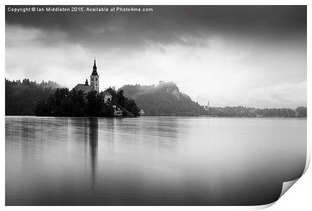 After the rain at Lake Bled Print by Ian Middleton