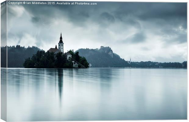 After the rain at Lake Bled Canvas Print by Ian Middleton
