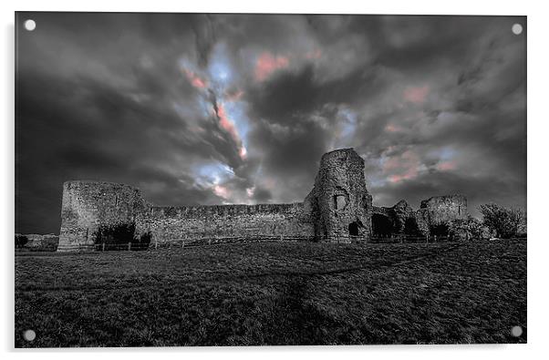 Pevensey Castle Acrylic by Charlotte Moon