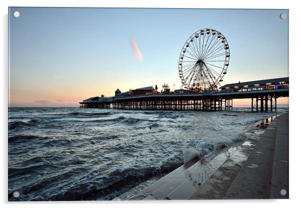  Big Wheel On Central Pier Blackpool Acrylic by Gary Kenyon