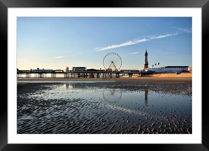 Reflections in the wet sand -  Blackpool Framed Mounted Print by Gary Kenyon