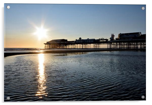 Sunset Pier Blackpool Acrylic by Gary Kenyon