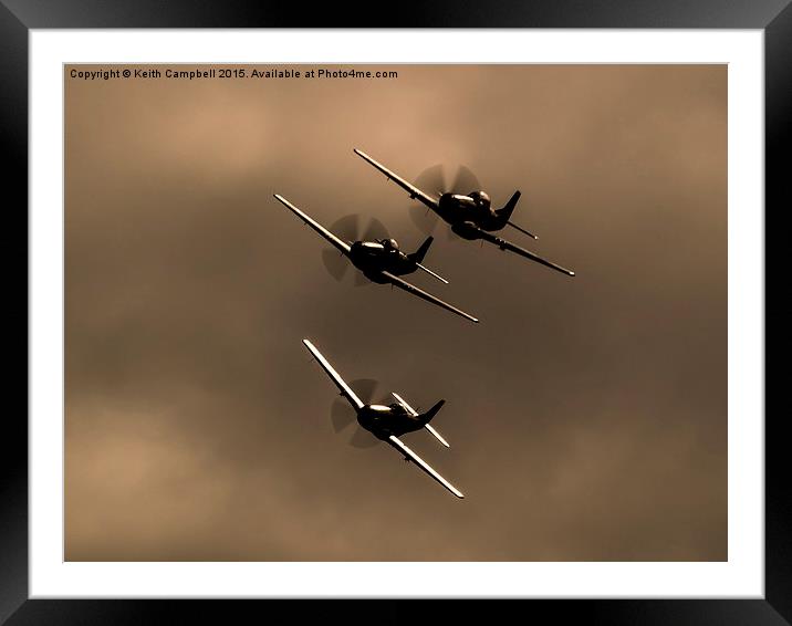 P-51 Mustang Trio Framed Mounted Print by Keith Campbell