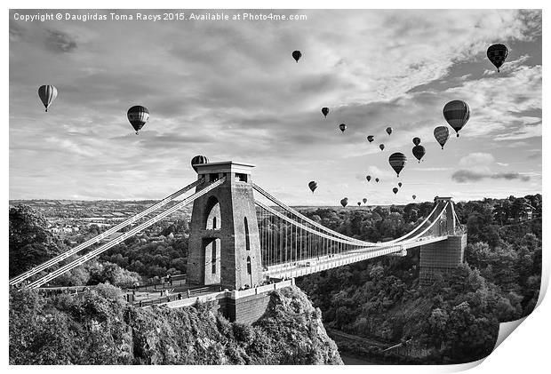 Bristol Balloon Fiesta (black and white) Print by Daugirdas Racys