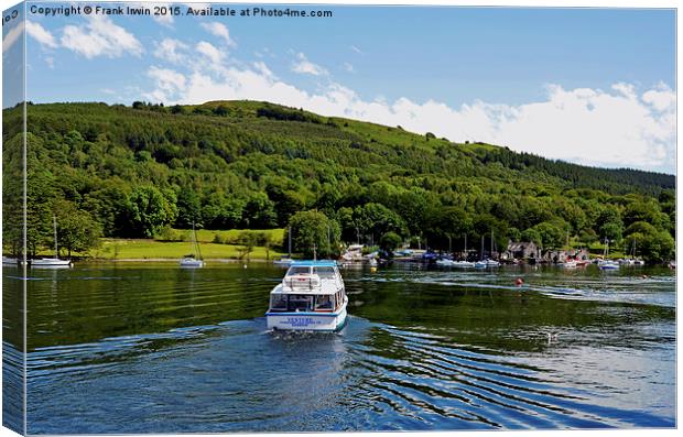  A boat cruise sets off from Lakeside, Windermere Canvas Print by Frank Irwin