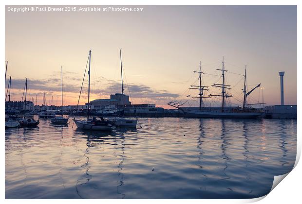  Weymouth Harbour at Night Print by Paul Brewer