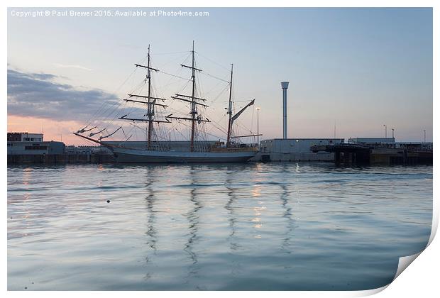  Tall Ship in Weymouth Harbour Print by Paul Brewer