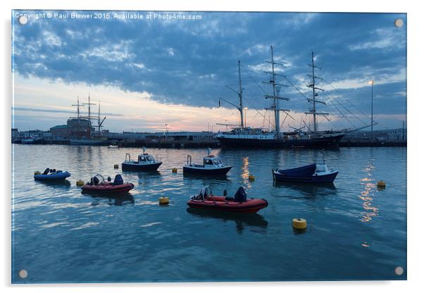  Tall ships in Weymouth Acrylic by Paul Brewer