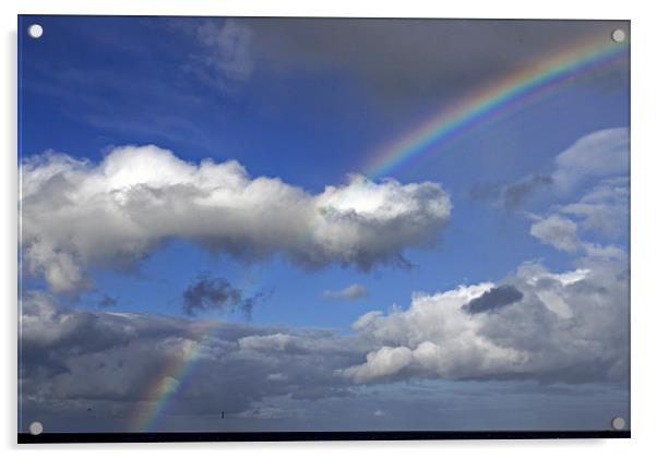 Rainbow at Brora  Acrylic by Tony Murtagh