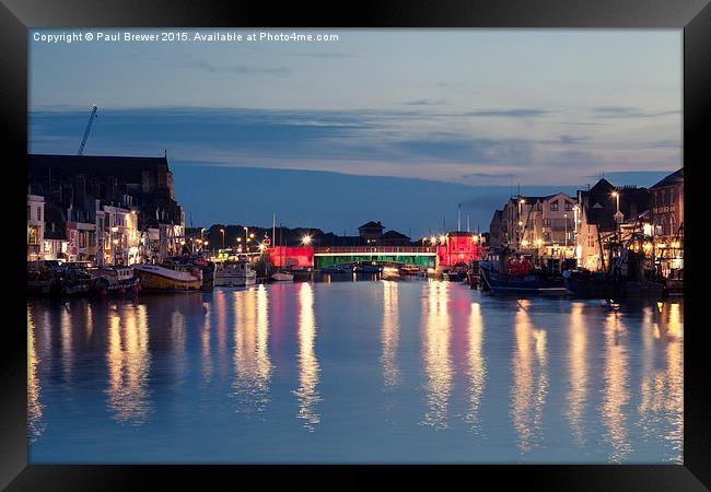  Weymouth Town Bridge at night Framed Print by Paul Brewer