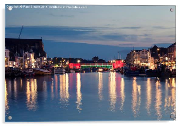  Weymouth Town Bridge at night Acrylic by Paul Brewer