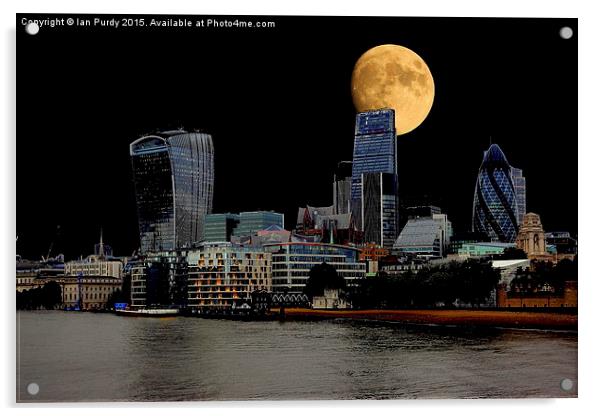 London Skyline Acrylic by Ian Purdy