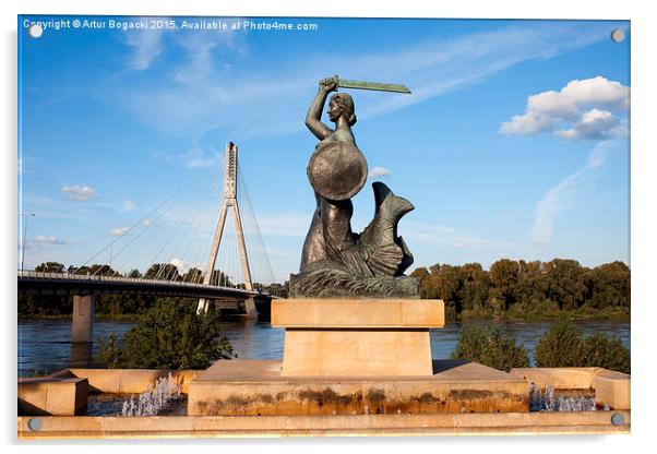 Mermaid Statue in Warsaw Acrylic by Artur Bogacki