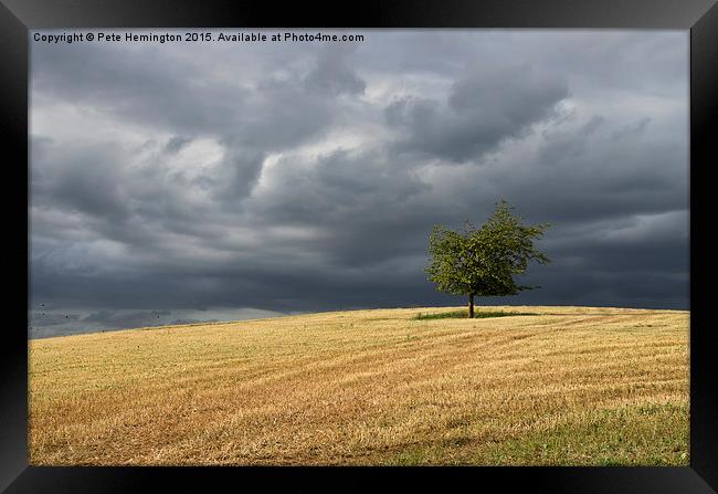  Stormy clouds and lone tree Framed Print by Pete Hemington