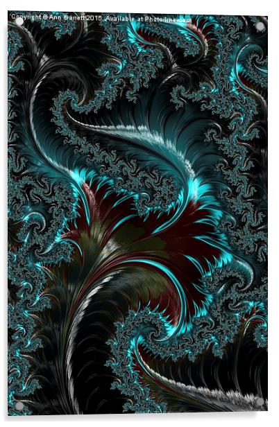 Turquoise on Black Fractal Acrylic by Ann Garrett