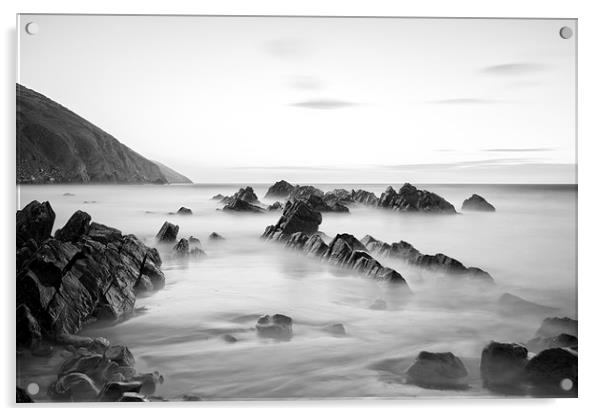 Putsborough Sands long exposure Acrylic by Dave Wilkinson North Devon Ph