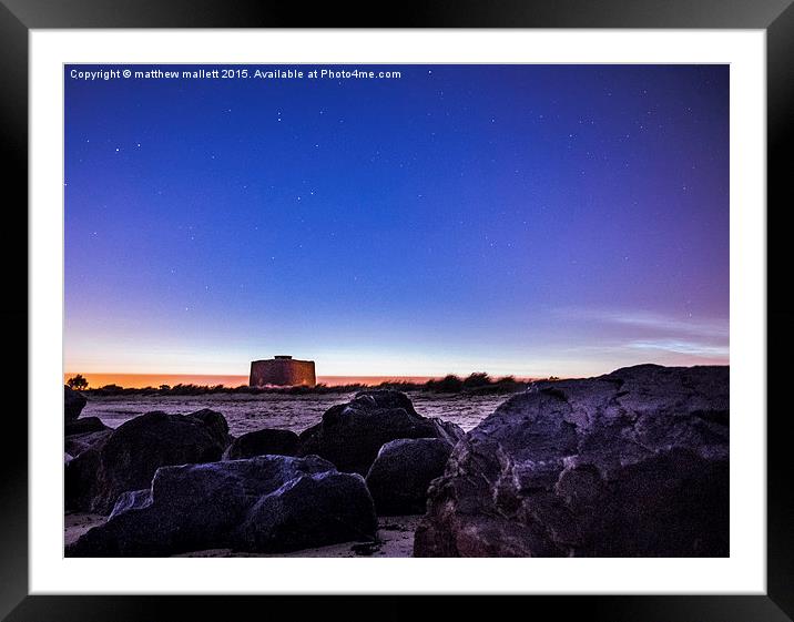  Night Fall In The Shadow of The Martello Tower Framed Mounted Print by matthew  mallett
