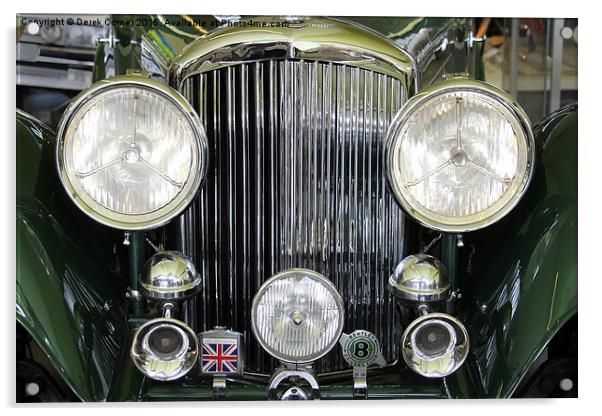  Headlight and badges on vintage Bentley Acrylic by Derek Corner