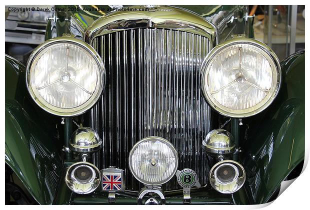  Headlight and badges on vintage Bentley Print by Derek Corner
