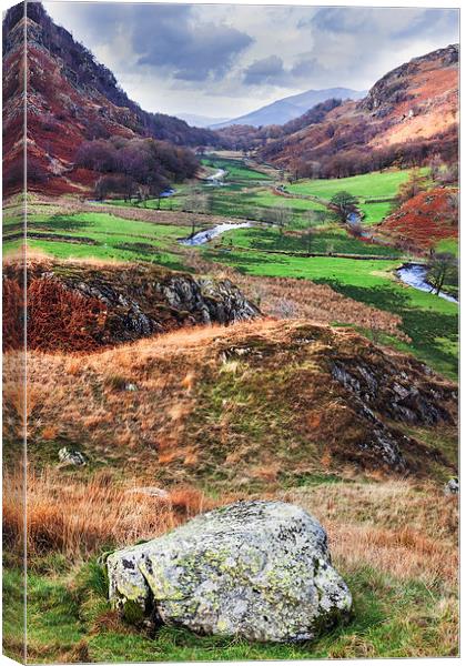 Lakeland view down the valley from Watendlath Canvas Print by Ian Duffield