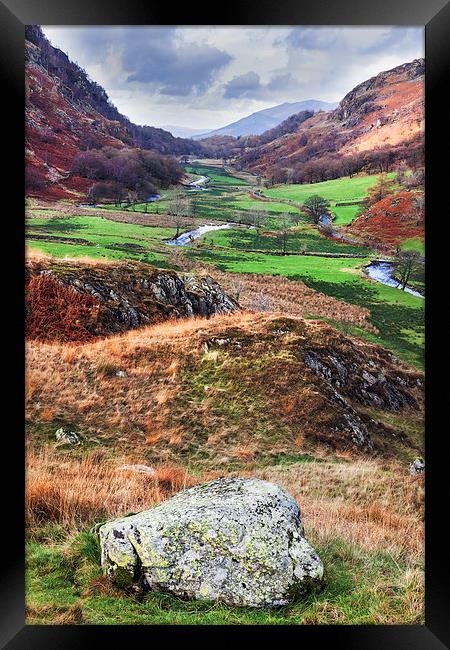 Lakeland view down the valley from Watendlath Framed Print by Ian Duffield