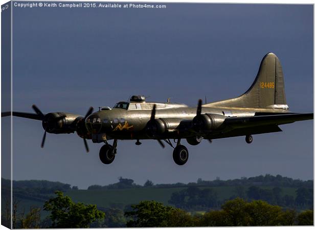  B-17 Flying Fortress returning home Canvas Print by Keith Campbell