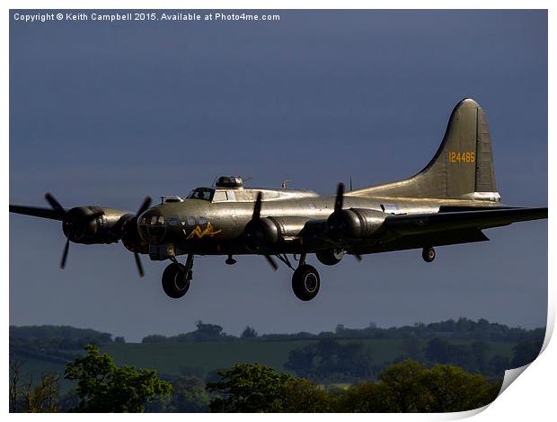  B-17 Flying Fortress returning home Print by Keith Campbell