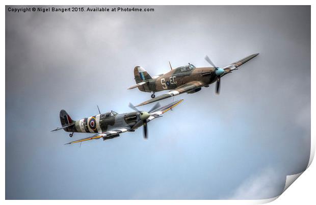  BBMF Spitfire and Hurricane Print by Nigel Bangert