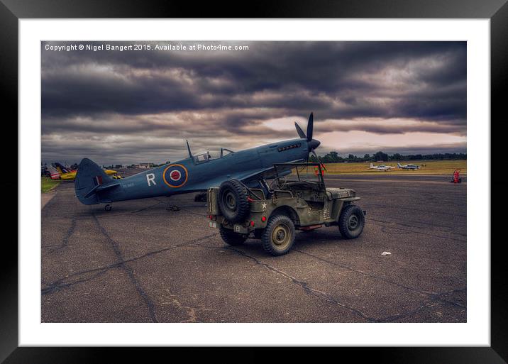  Reconnaissance Spitfire and Jeep Framed Mounted Print by Nigel Bangert