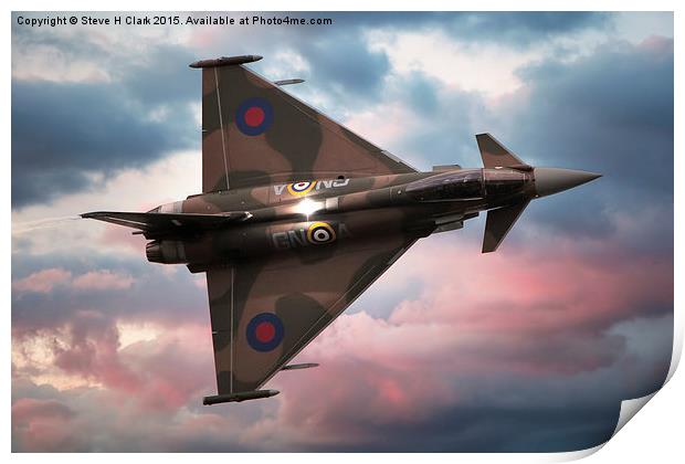 Battle of Britain Typhoon at Sunset Print by Steve H Clark