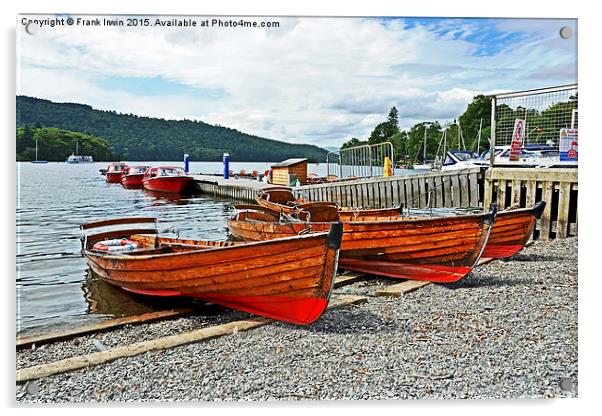 Rowing boats for hire on Windermere Acrylic by Frank Irwin