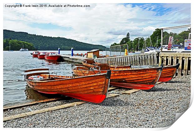 Rowing boats for hire on Windermere Print by Frank Irwin