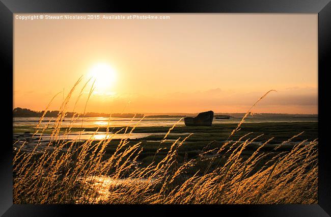 Setting Sun at Riverside Country Park Framed Print by Stewart Nicolaou