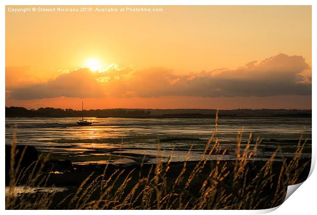 The Sun Sets over the River Medway Print by Stewart Nicolaou