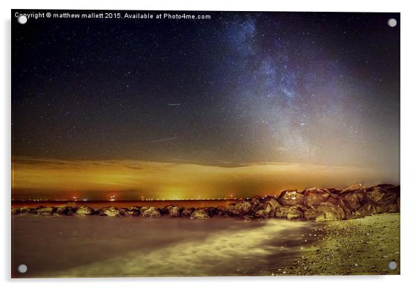  Lights Of Milky Way Over Gunfleet Windfarm 2 Acrylic by matthew  mallett