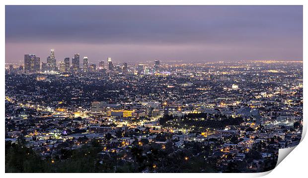 Los Angeles At Night From The Griffith Park Observ Print by Belinda Greb
