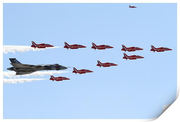  Vulcan and Red Arrows RIAT 2015 Print by Oxon Images