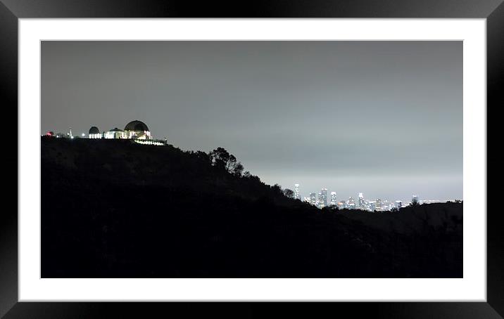 Griffith Park Observatory and Los Angles Skyline a Framed Mounted Print by Belinda Greb