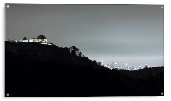 Griffith Park Observatory and Los Angles Skyline a Acrylic by Belinda Greb