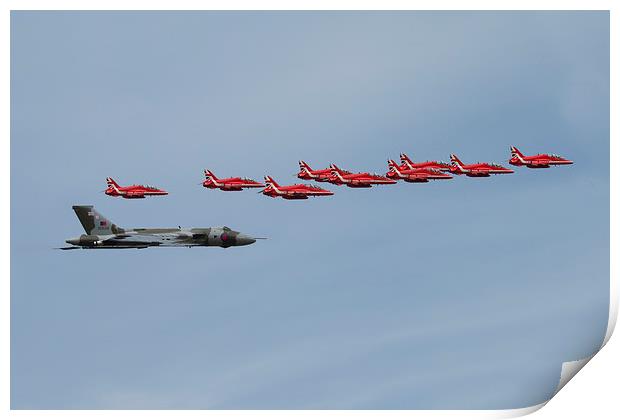 Red Arrows and XH558 Print by J Biggadike