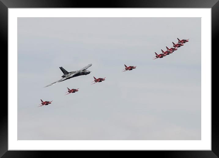 Red Arrows with Vulcan Framed Mounted Print by J Biggadike
