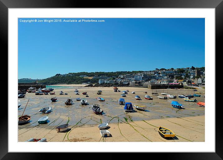 Tide out at St Ives Framed Mounted Print by WrightAngle Photography