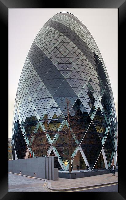 30 St Mary Axe, known as The Gherkin, Skyscraper,  Framed Print by Terry Senior