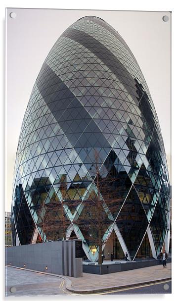 30 St Mary Axe, known as The Gherkin, Skyscraper,  Acrylic by Terry Senior