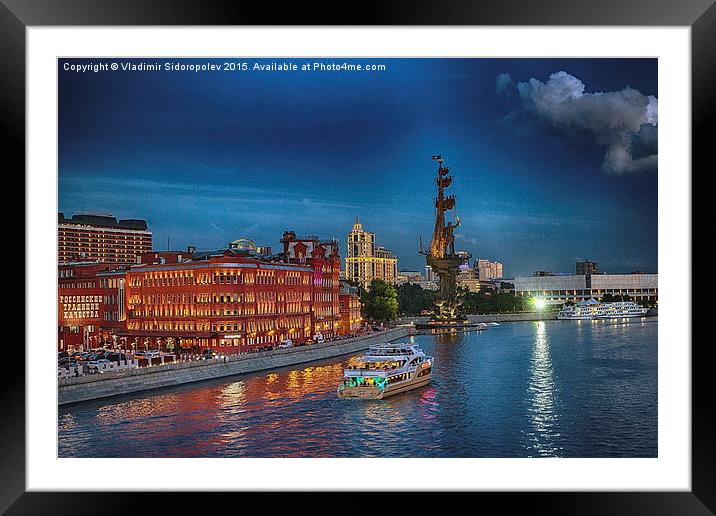 Moscow at night Framed Mounted Print by Vladimir Sidoropolev