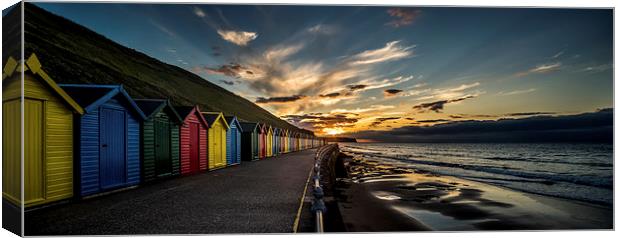 Whitby Beach Huts at Sunset Canvas Print by Dave Hudspeth Landscape Photography