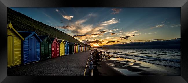 Whitby Beach Huts at Sunset Framed Print by Dave Hudspeth Landscape Photography