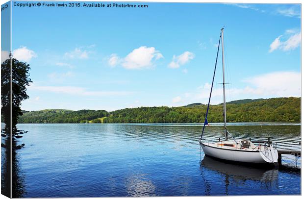A yacht lies anchored on Windermere Canvas Print by Frank Irwin