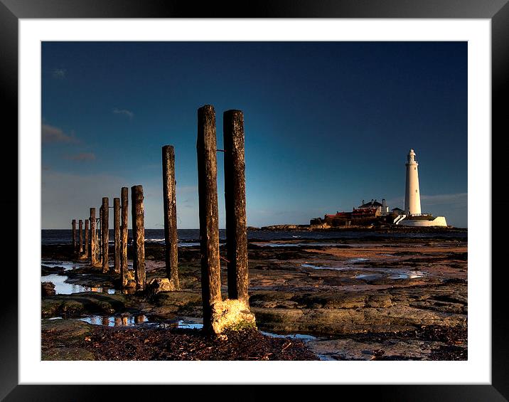 Posts & Lighthouse, St Marys Framed Mounted Print by Alexander Perry