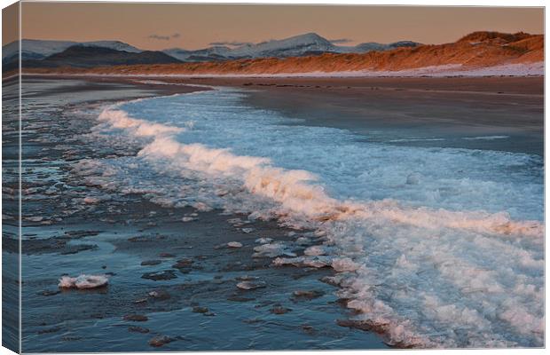  Ice on Harlech beach Canvas Print by Rory Trappe